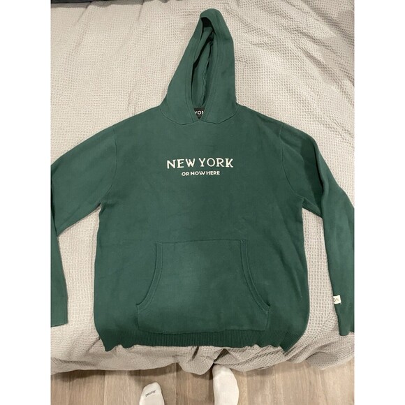New York Or Nowhere Rare Knit Green Hoodie Men’s Size Extra Large XL